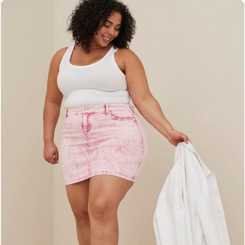 Torrid Pink Wash Denim Mini Skirt